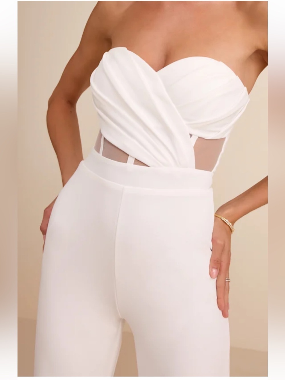 Lulus Surely Stunning Strapless Bustier Jumpsuit White - Picture 16 of 16